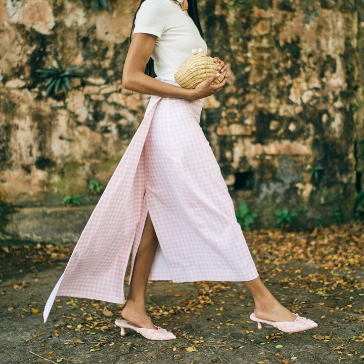 Dolce Vita Camilo X Byrdie Golf Heels, Pink Raffia (FINAL SALE)
