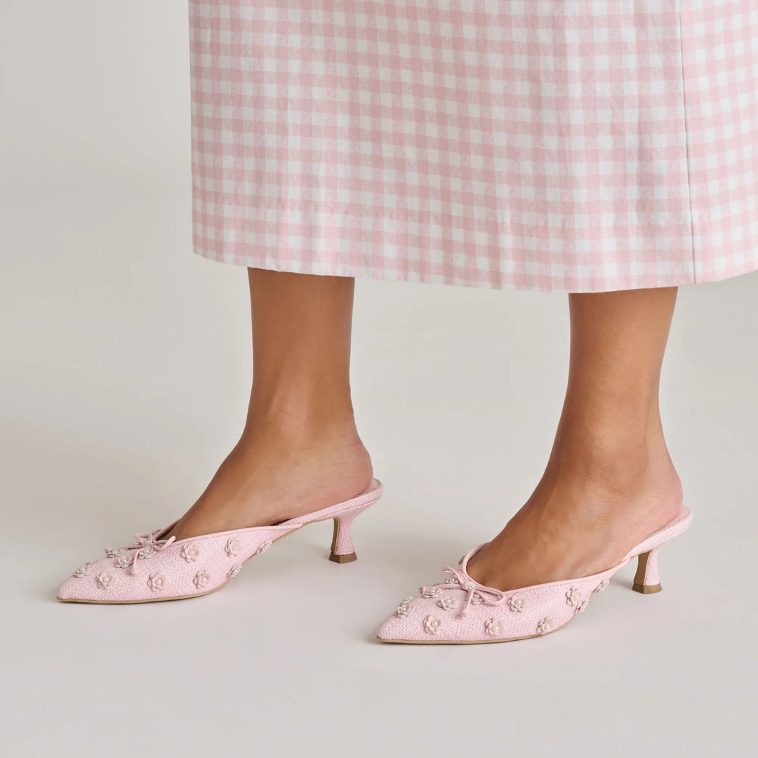 Dolce Vita Camilo X Byrdie Golf Heels, Pink Raffia (FINAL SALE)
