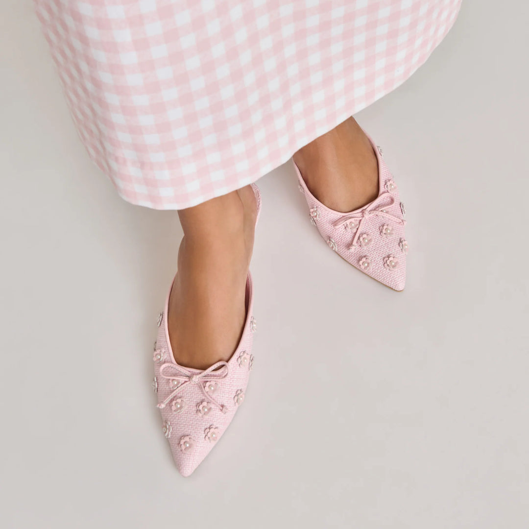 Dolce Vita Camilo X Byrdie Golf Heels, Pink Raffia (FINAL SALE)