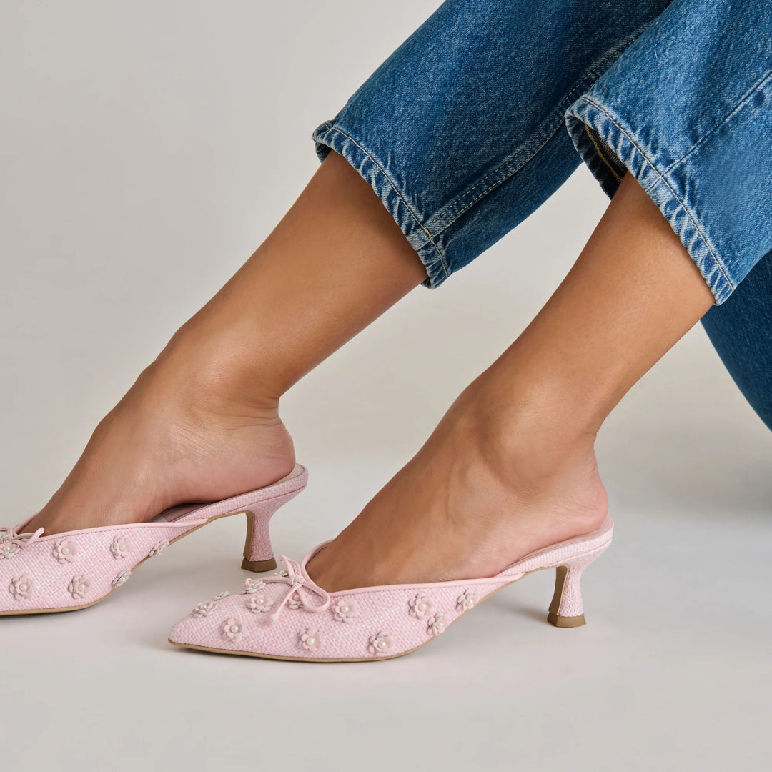 Dolce Vita Camilo X Byrdie Golf Heels, Pink Raffia (FINAL SALE)