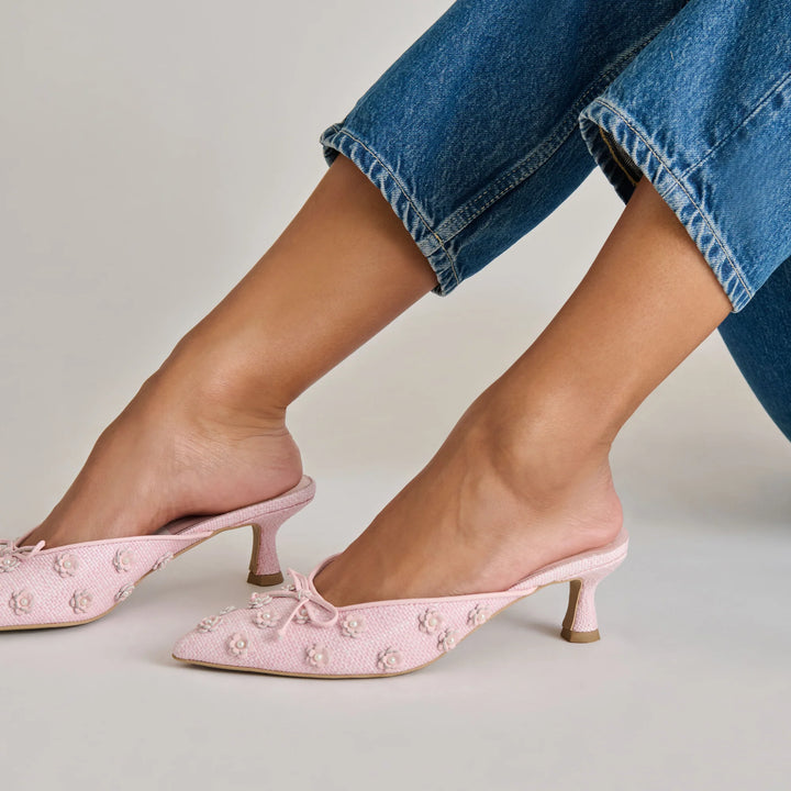 Dolce Vita Camilo X Byrdie Golf Heels, Pink Raffia (FINAL SALE)