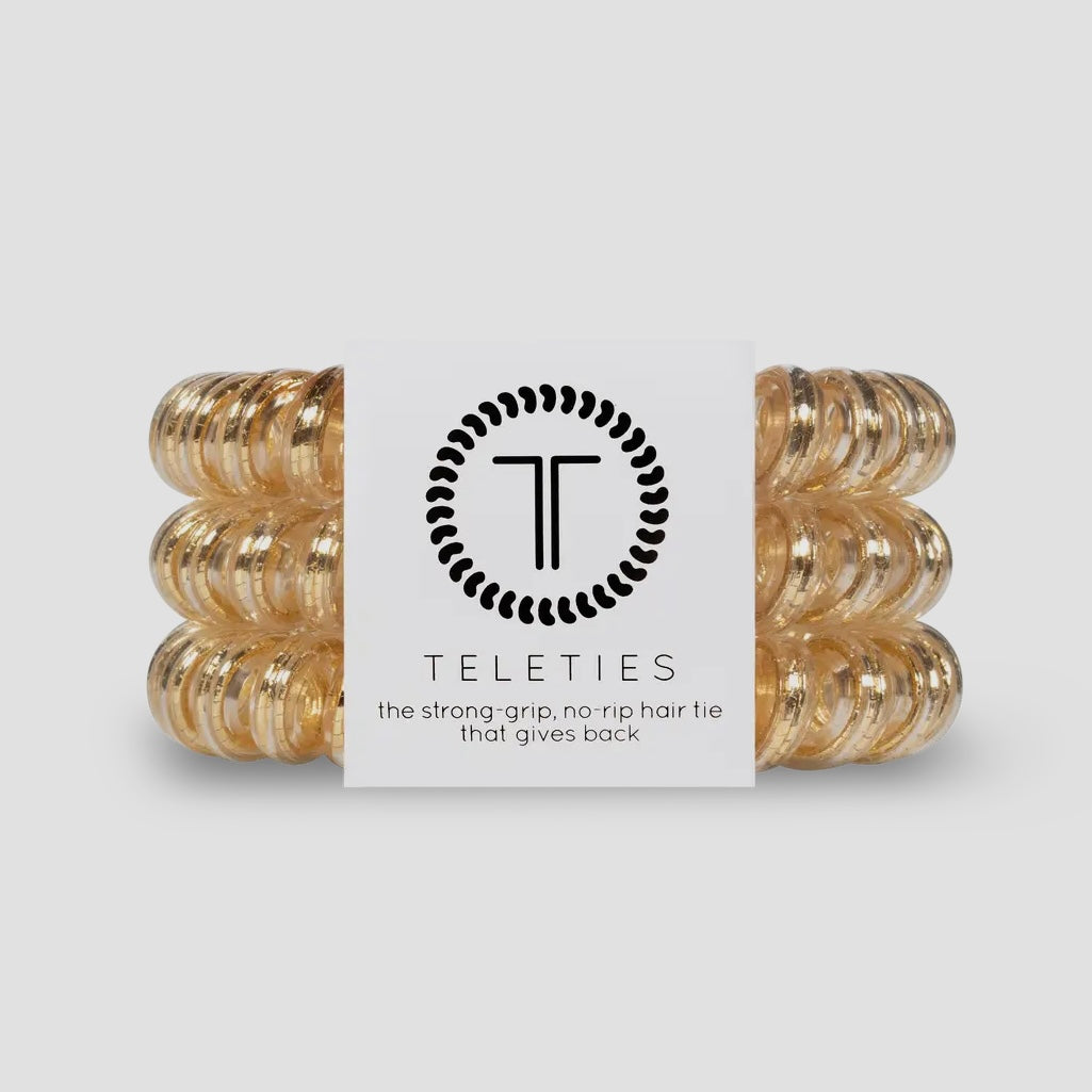 Teleties Spiral Hair Ties, Gold, LARGE