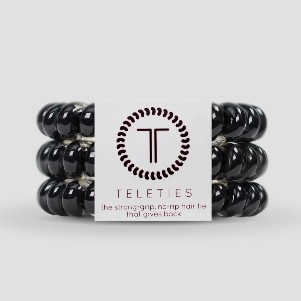 Teleties Spiral Hair Ties, Black, LARGE