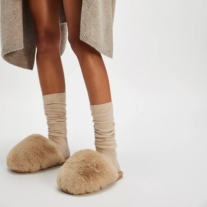 Free People Snowball Slippers in Taupe