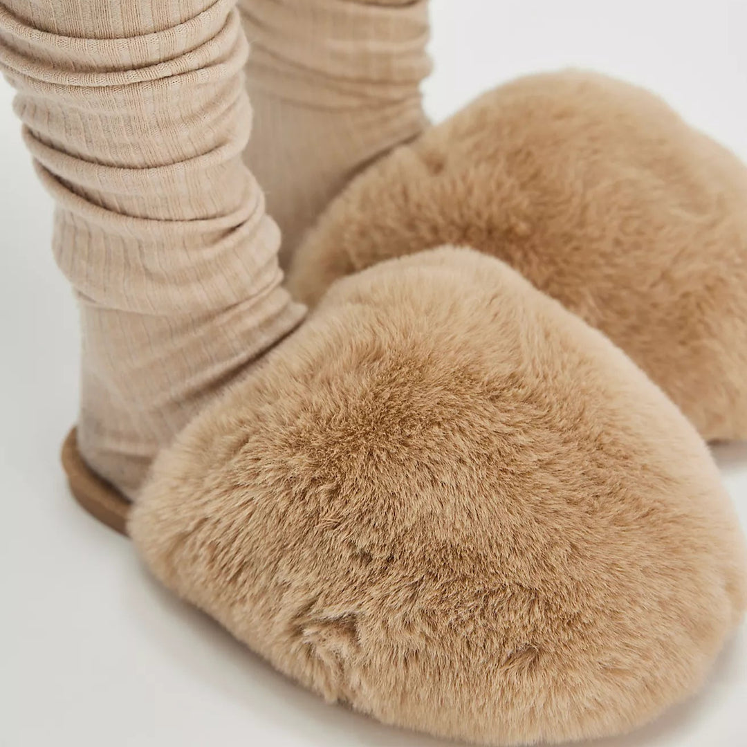 Free People Snowball Slippers in Taupe