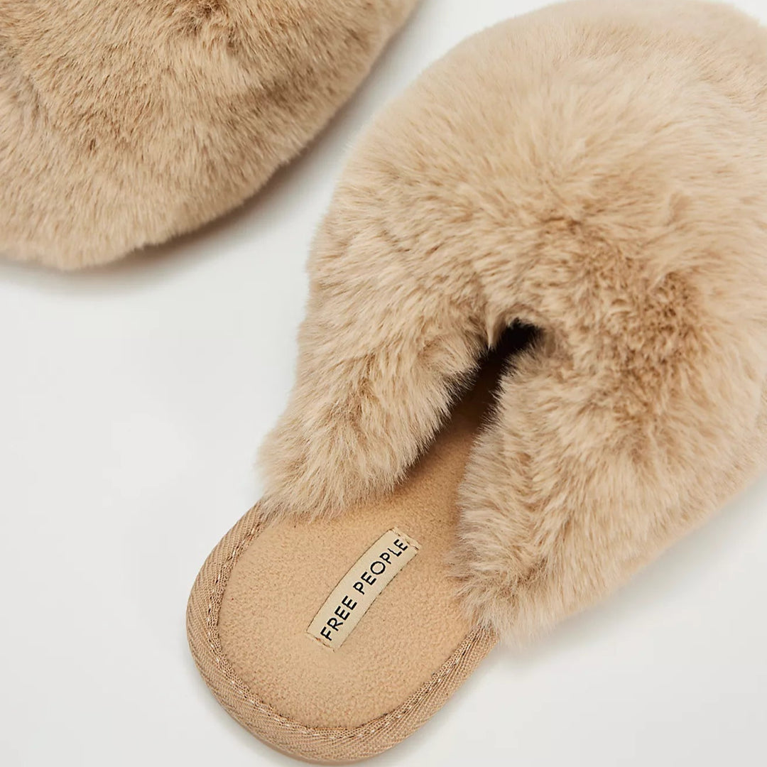 Free People Snowball Slippers in Taupe