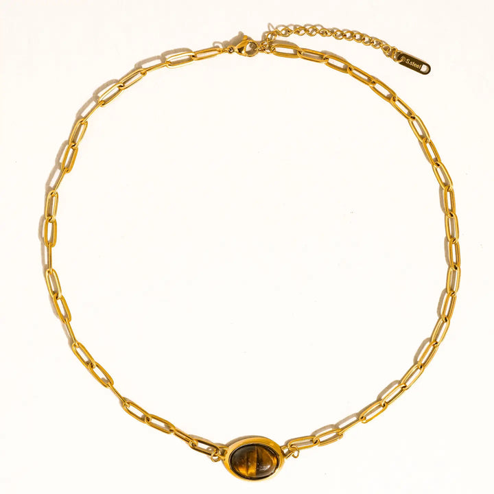 Shay Oval Stone Chain Necklace