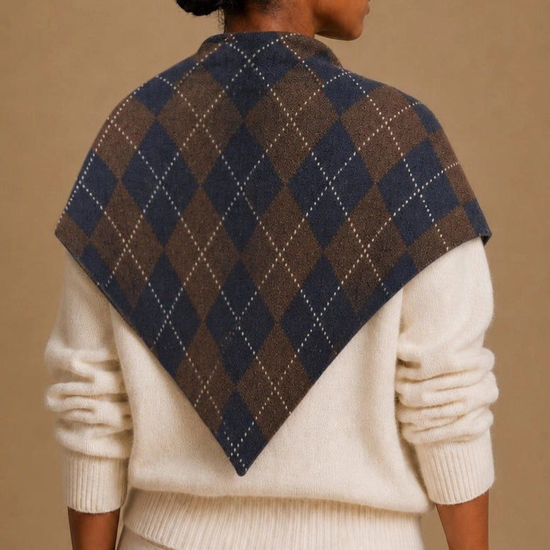 Audrey Argyle Triangle Knit Scarf