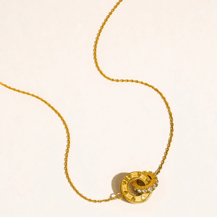 Glazine Cz Circle Pendant Necklace