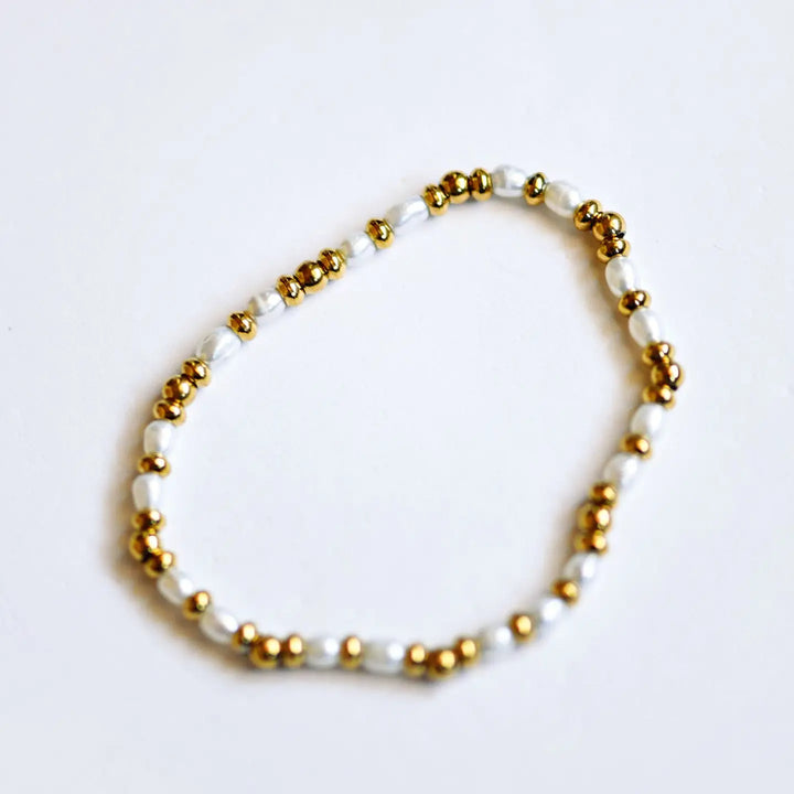 Pearl & Gold Beaded Bracelet