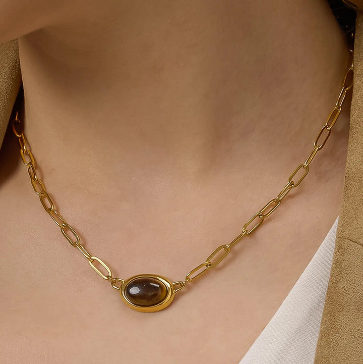 Shay Oval Stone Chain Necklace