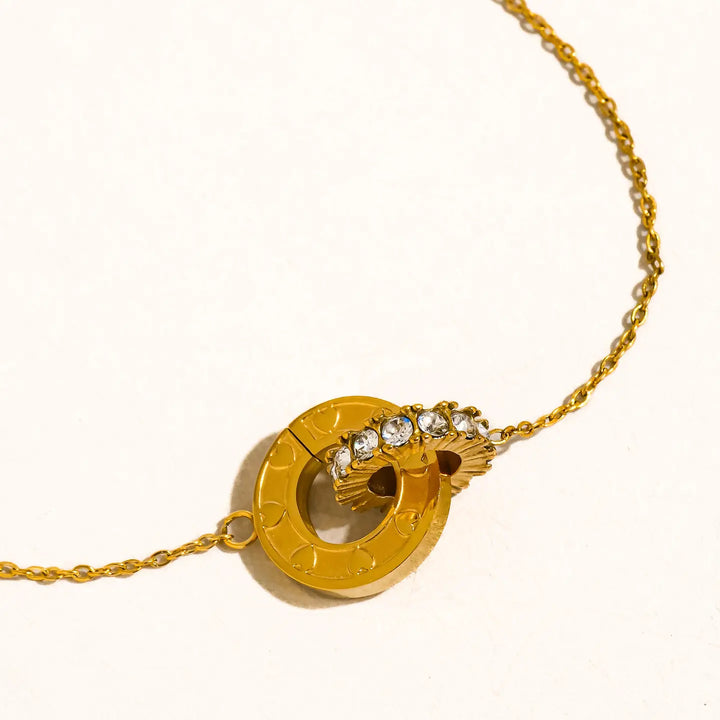 Glazine Cz Circle Pendant Necklace