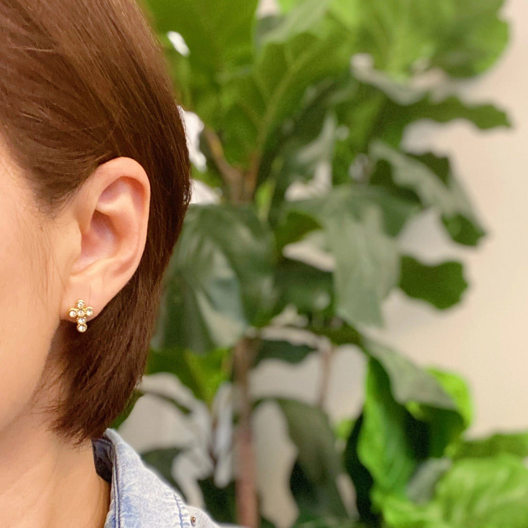 Cross Stud Earrings, CZ