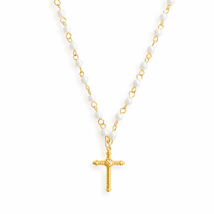 Cabled Cross Pendant Necklace