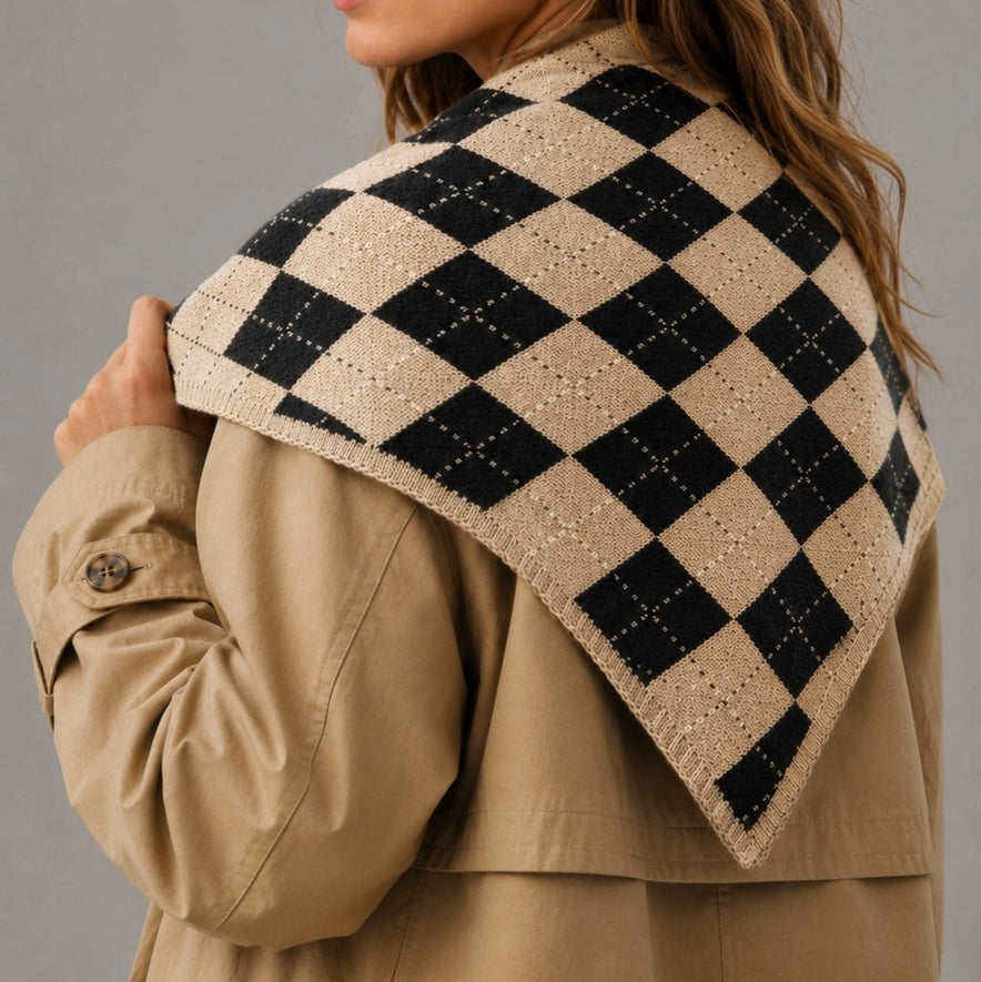 Audrey Argyle Triangle Knit Scarf