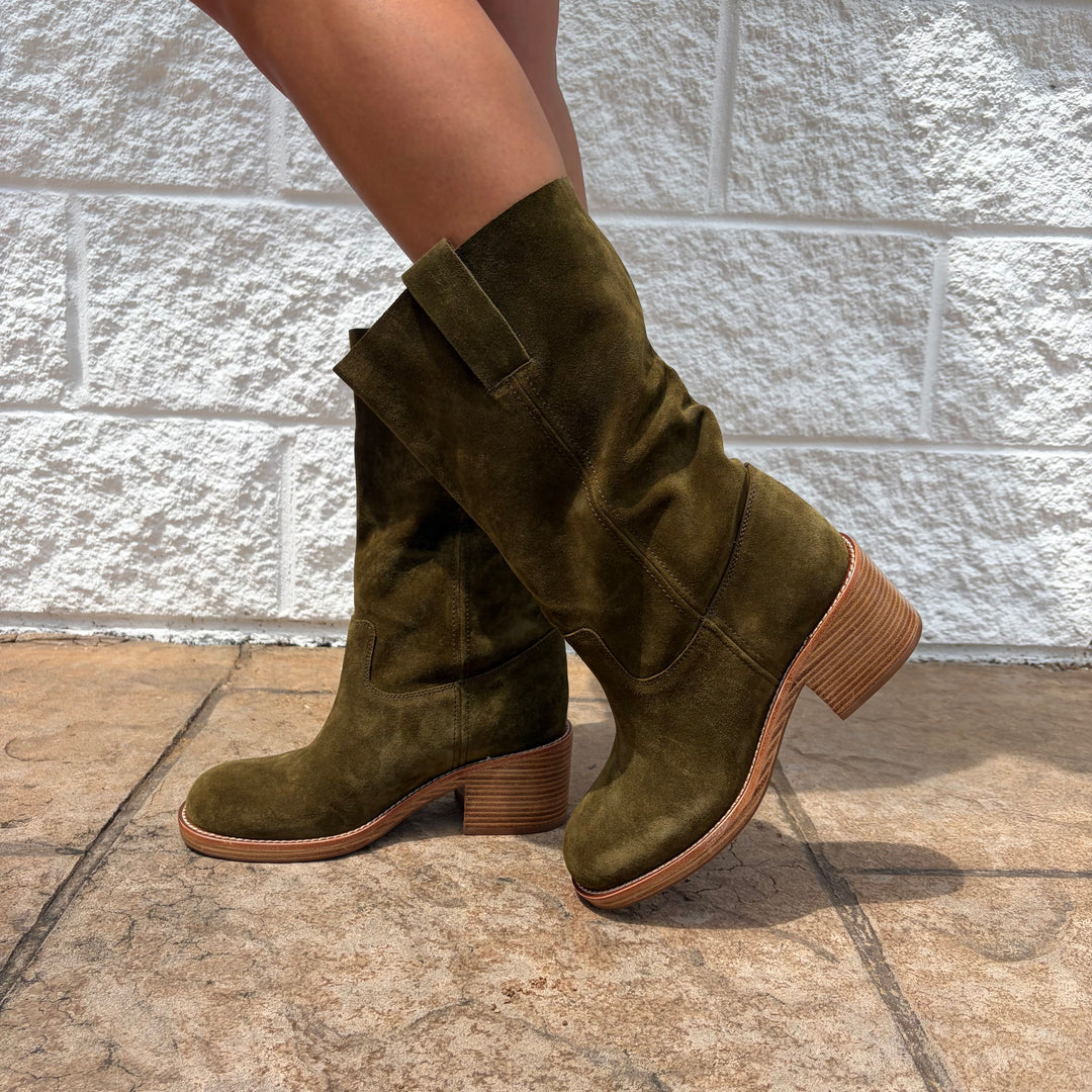Jeffrey Campbell Camping Boot in Olive Suede