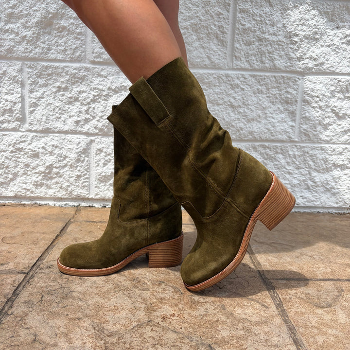 Jeffrey Campbell Camping Boot in Olive Suede