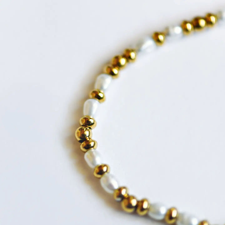 Pearl & Gold Beaded Bracelet