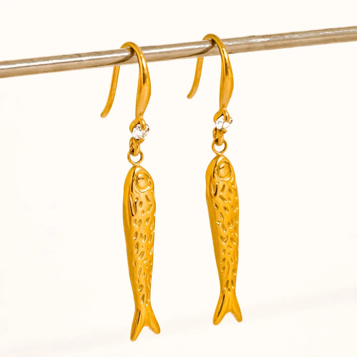 Calypsa Fish Charm Drop Earrings