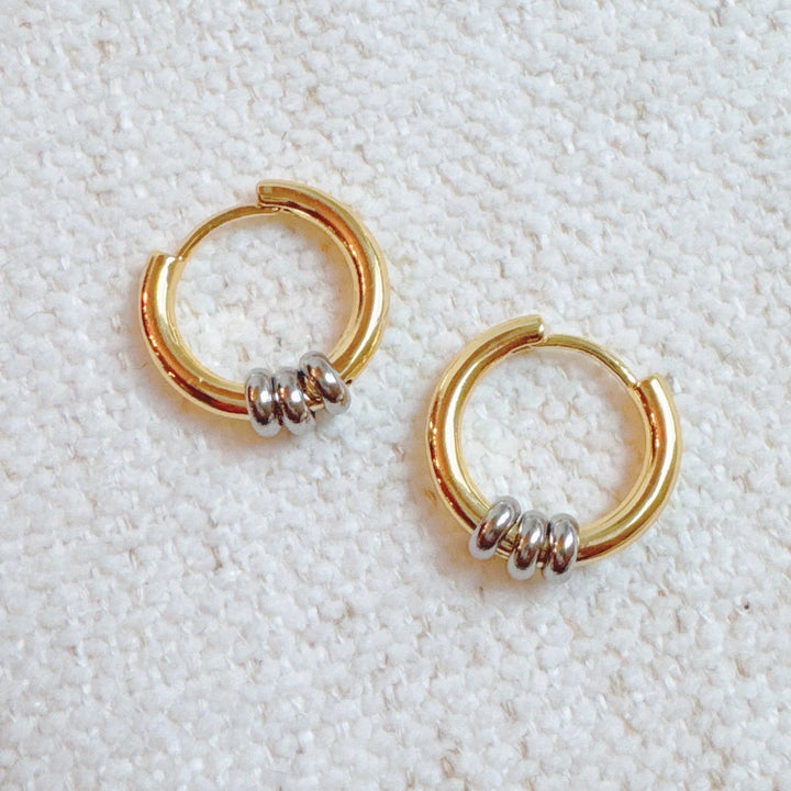Two Toned Huggie Hoop Earrings
