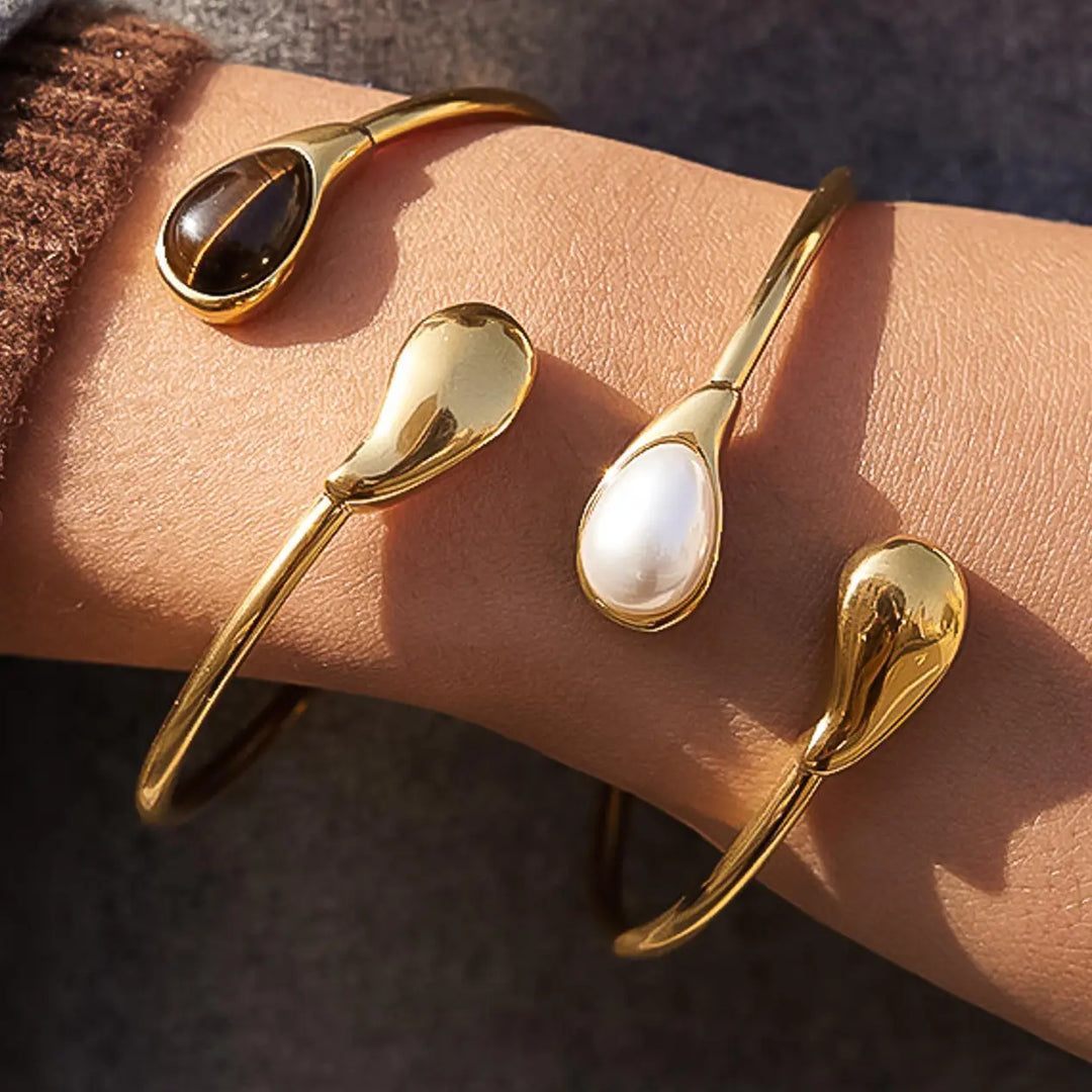Harbor Open Cuff Stone Bracelets