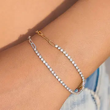 Wildora Cz Tennis Chain Link Bracelet