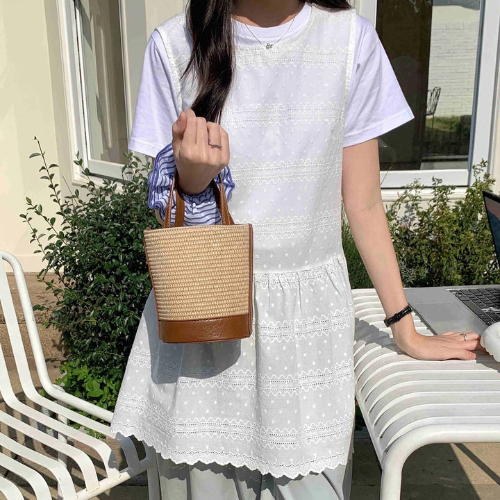 Cara Straw Bucket Crossbody