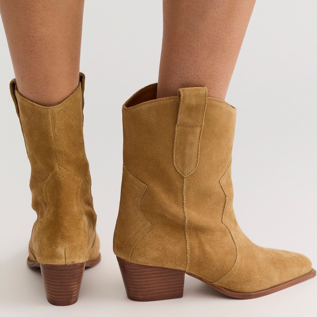 Free People Cat Nap Cowboy Boot Camel Suede