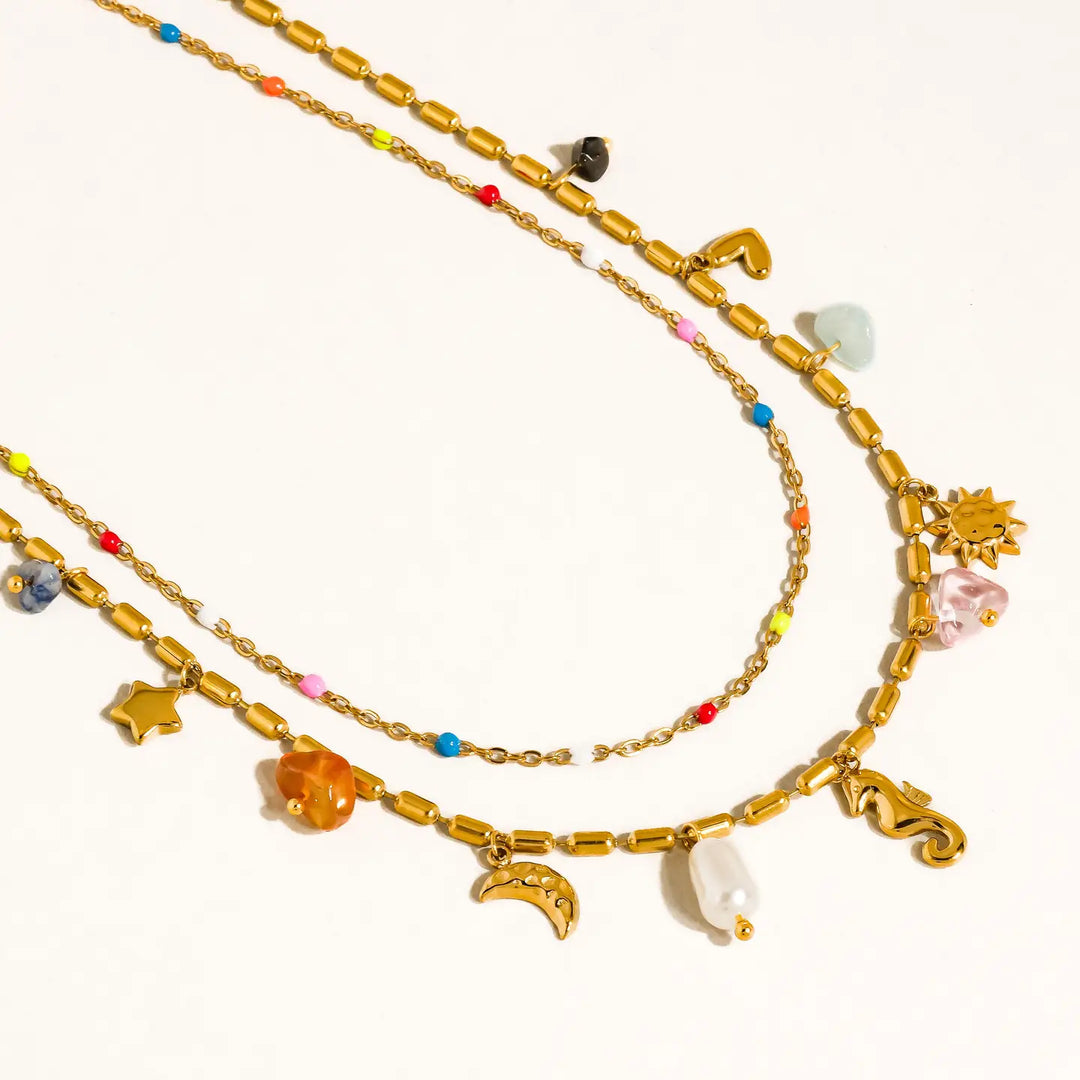 Ninah Seahorse Charm Layered Necklace