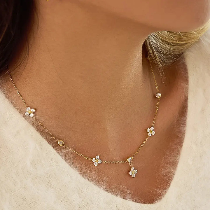 Aveline Cz Floral Chain Necklace
