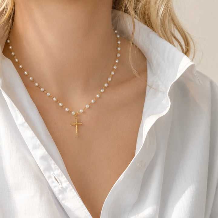 Cabled Cross Pendant Necklace