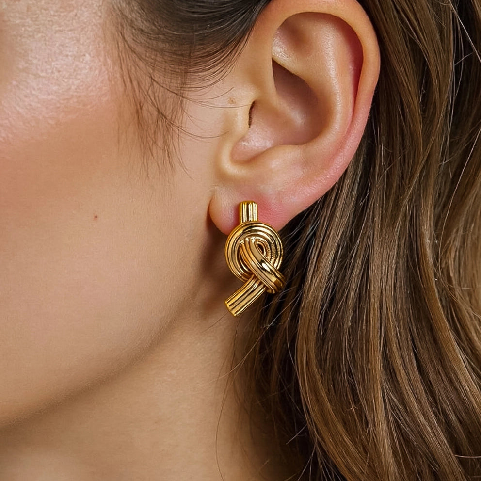 Morgane Ribbed Knot Stud Earrings