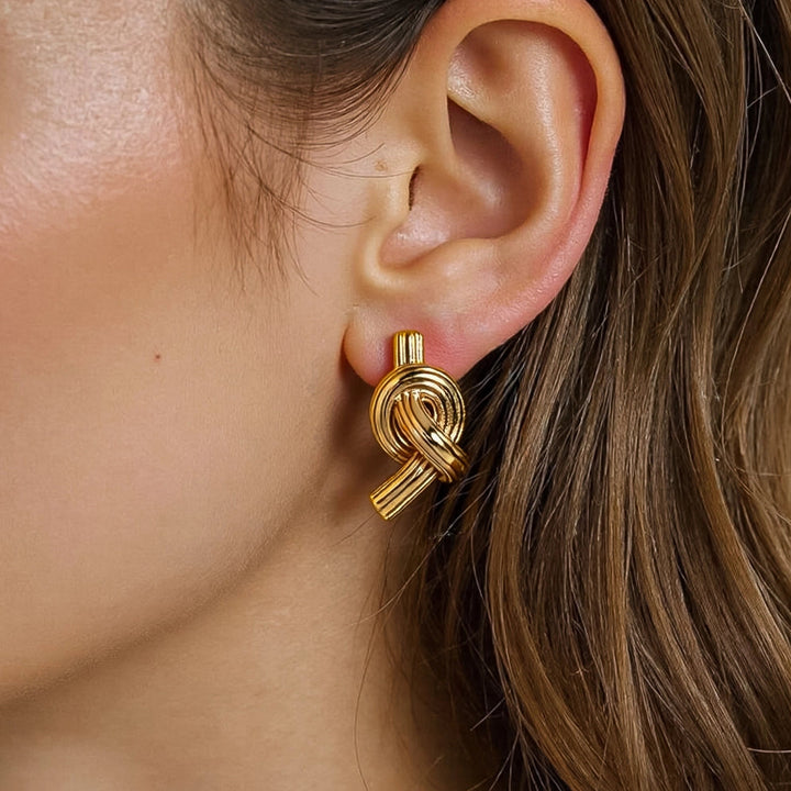Morgane Ribbed Knot Stud Earrings