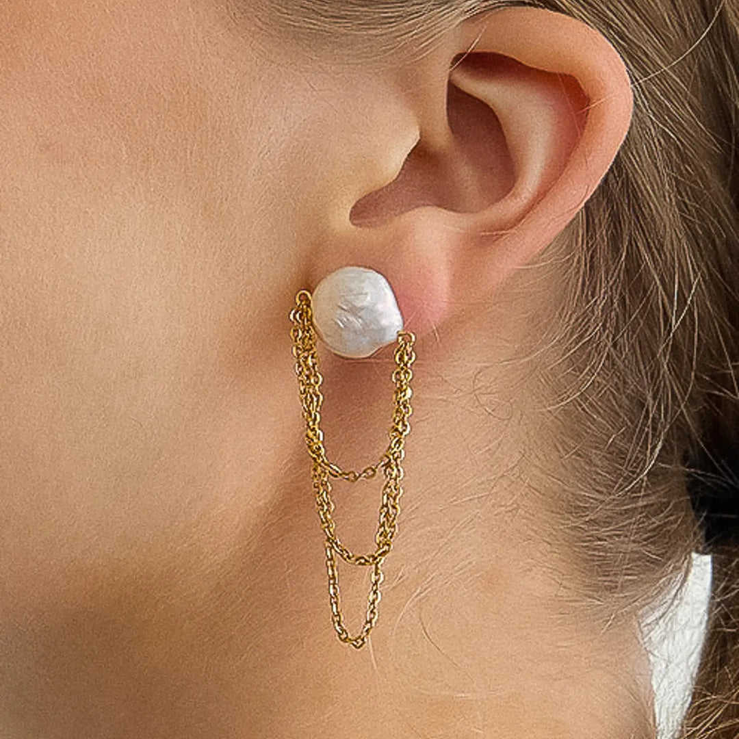 Shynelle Baroque Pearl Chain Earrings