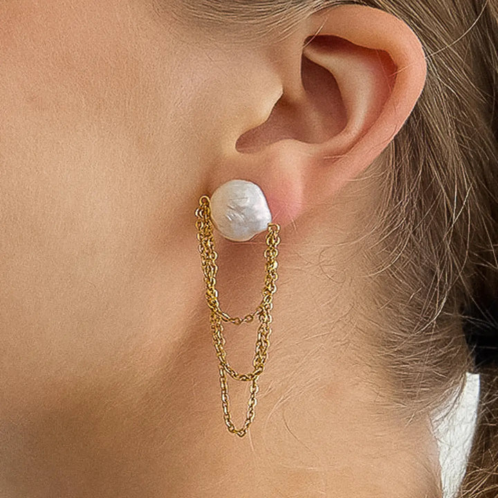 Shynelle Baroque Pearl Chain Earrings