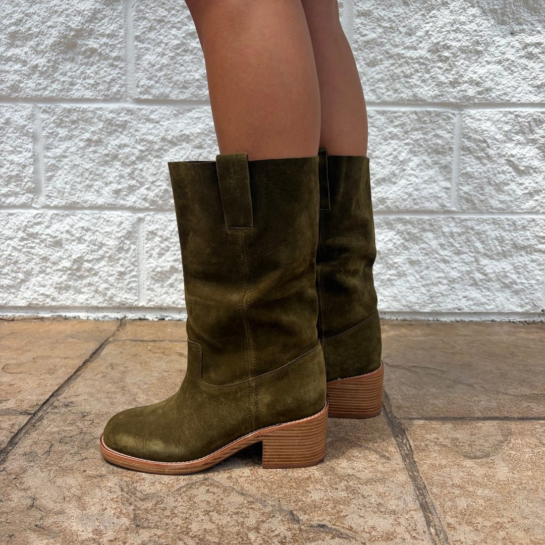 Jeffrey Campbell Camping Boot in Olive Suede