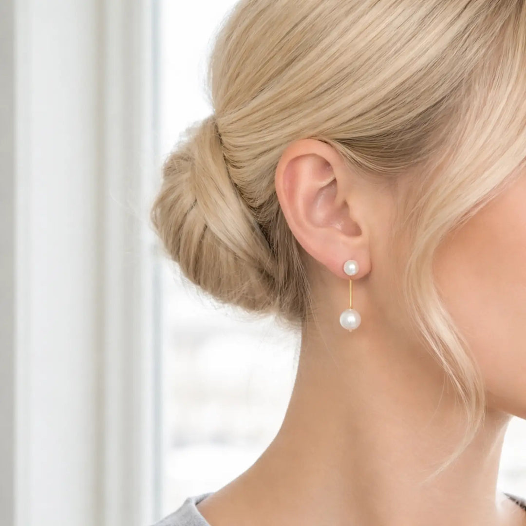 Dual Pearl Drop Earrings