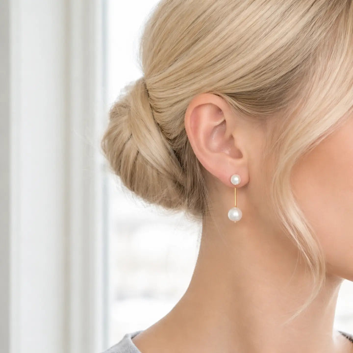 Dual Pearl Drop Earrings