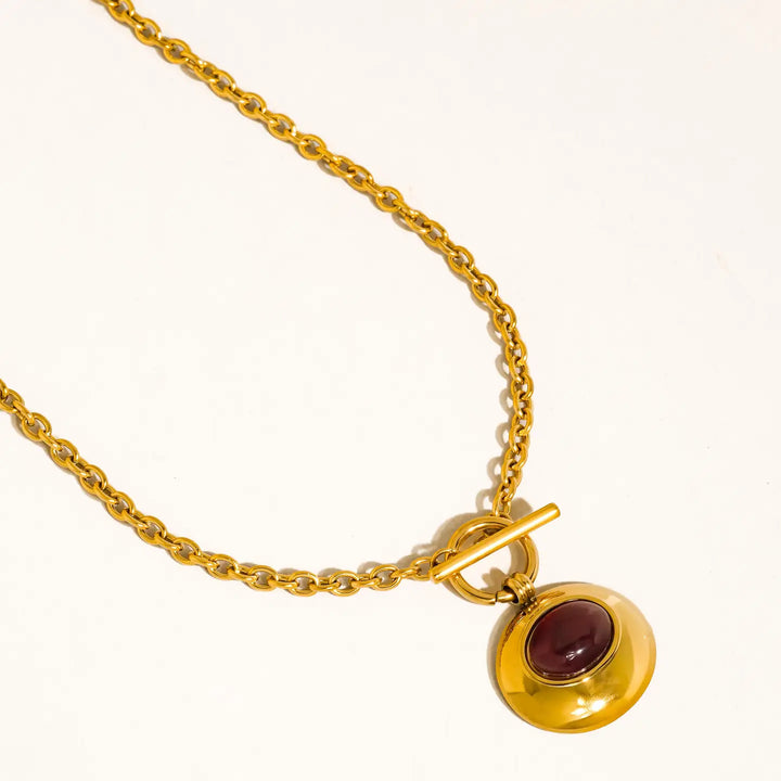 Pine Red Stone Pendant Necklace