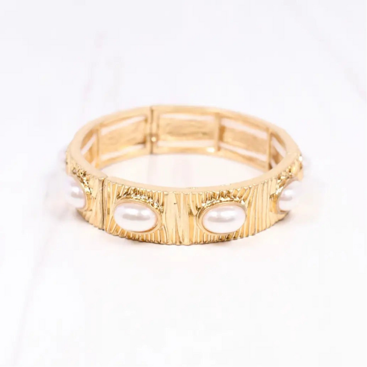 Pascal Pearl Stretch Bracelet in Gold