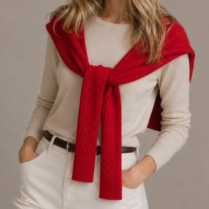 Nora Cable Knit Shoulder Wrap