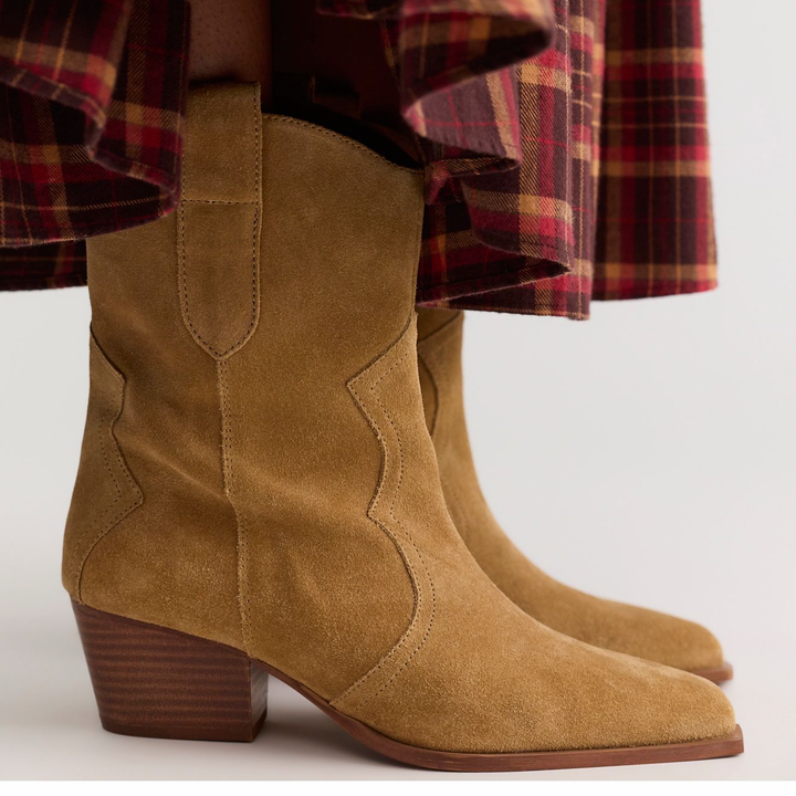 Free People Cat Nap Cowboy Boot Camel Suede