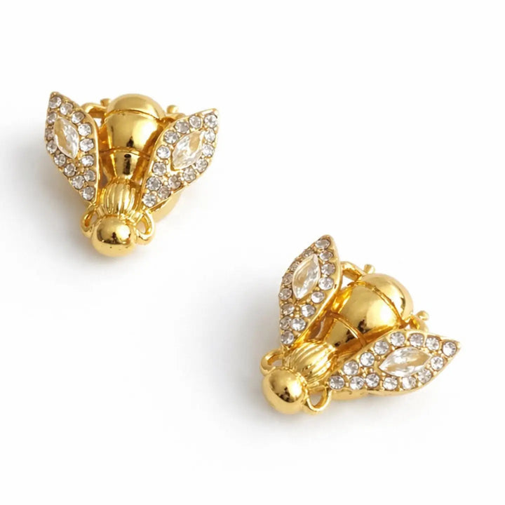 Crystal Winged Bee Magnetic Brooch Set