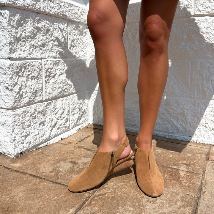 Antelope Drea Slingback Wedge in Taupe Suede