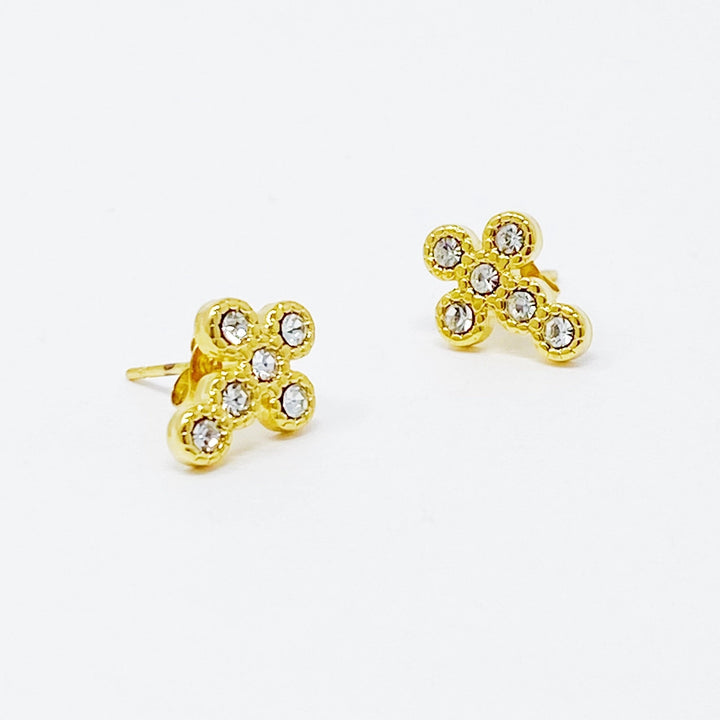 Cross Stud Earrings, CZ