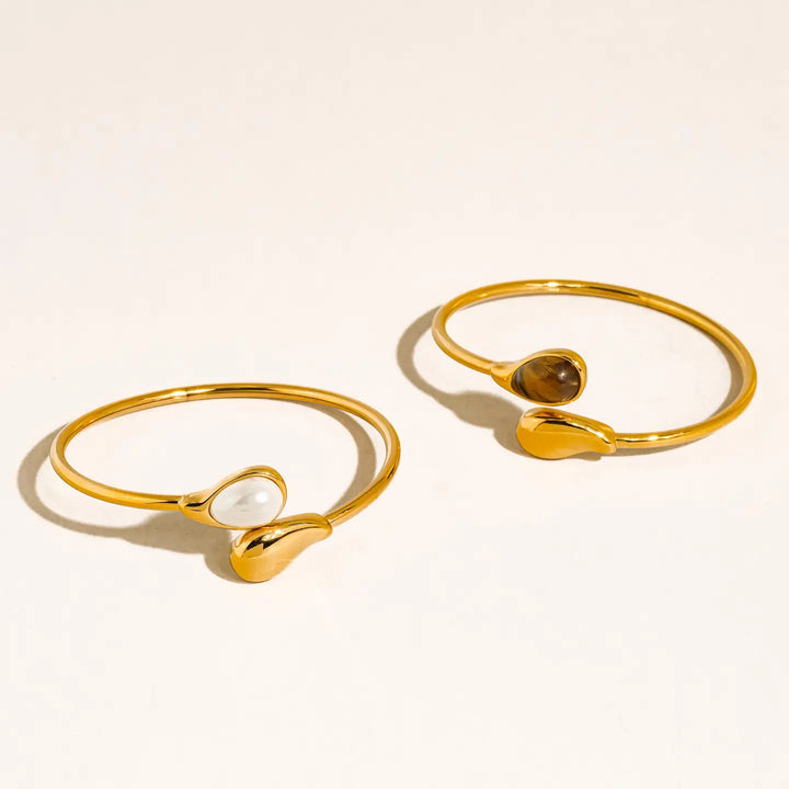 Harbor Open Cuff Stone Bracelets