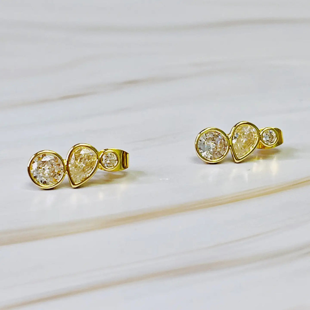 Mix Shape Bezel Earrings