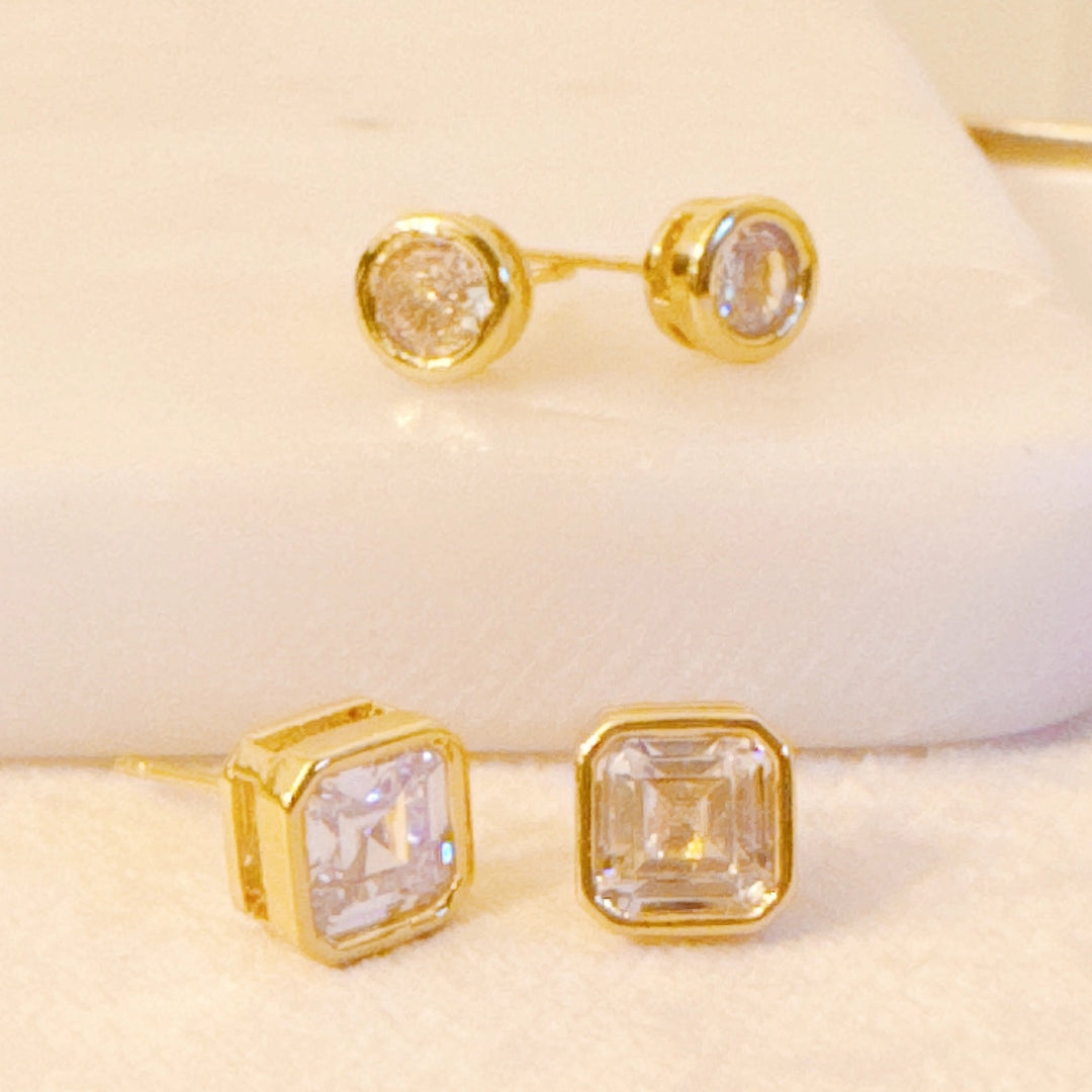 Bella Bezel Stud Earrings Set