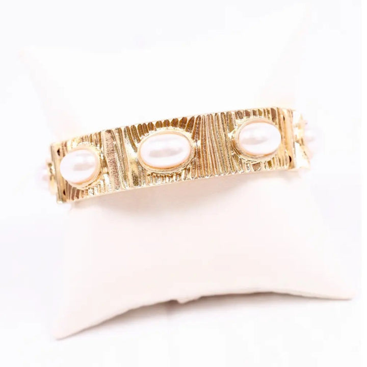 Pascal Pearl Stretch Bracelet in Gold