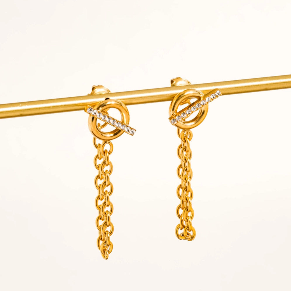 Lisle Cz Chain Drop Earrings